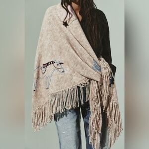 Beige Fringed Shawl